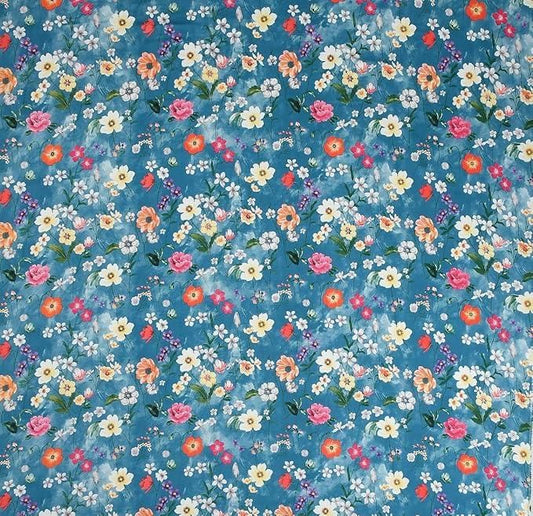 Poly Cotton Floral Fitted 1 Bedsheet with 2 Pillow Covers