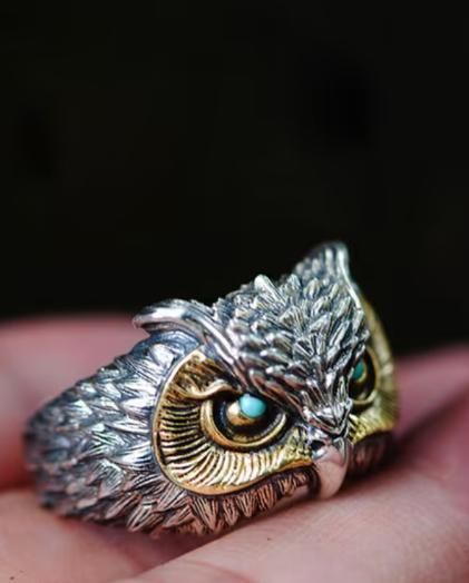 Men's Adjustable Owl Ring