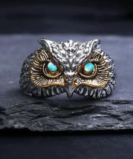Men's Adjustable Owl Ring