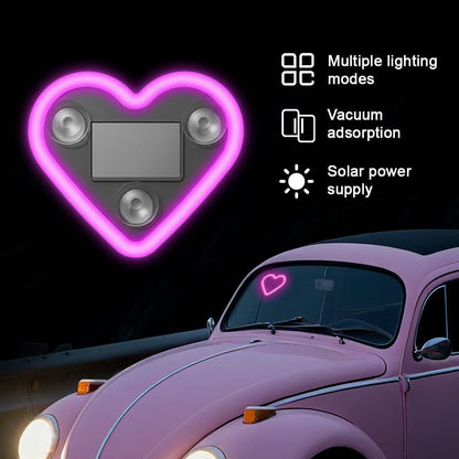Heart Shaped Car Window Light with Suction Cups Solar Powered