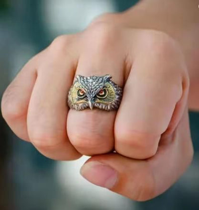 Men's Adjustable Owl Ring
