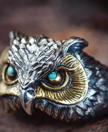 Men's Adjustable Owl Ring