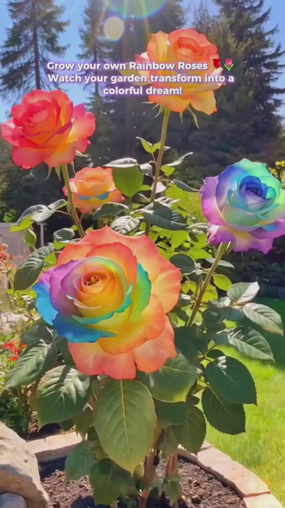 Rainbow Rose Seeds with Free Plant Growth Serum Pack of 2